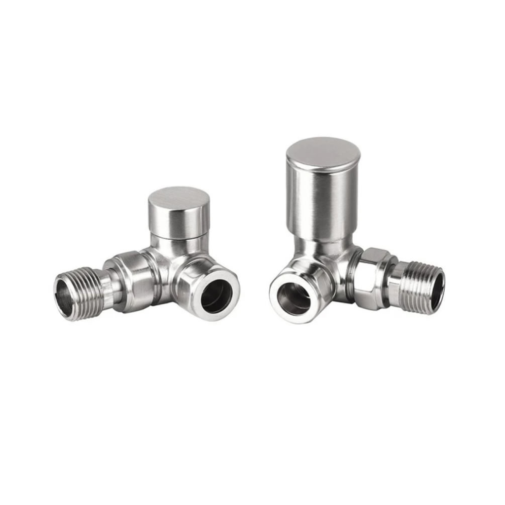 Cutout image of Redroom by Barwick Brushed Nickel Corner Round Manual Radiator Valves